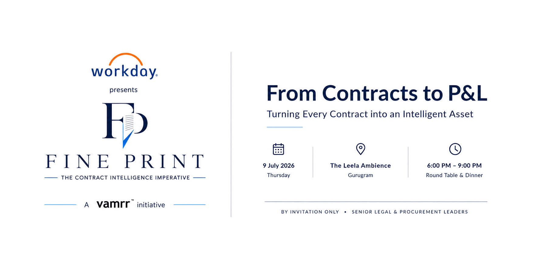 Fine Print — The Contract Intelligence Imperative · Edition 1 · The Leela Ambience, Gurugram · Thursday 9 July 2026